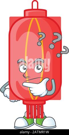 Style mascotte chinois traditionnel en papier à dessin animé avec un geste de confusion Illustration de Vecteur