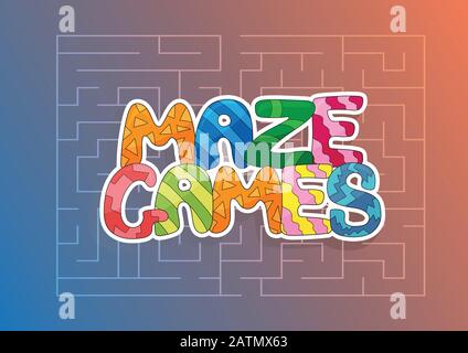 Fond vectoriel avec dégradé et jeux de labyrinthe de texte pour la couverture et bannières pour les jeux pour les enfants Illustration de Vecteur