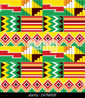 Motif tribal africain Kente nwentoma textile style vectoriel sans couture, motif géométrique zigazg inspiré des tissus traditionnels du Ghana Illustration de Vecteur