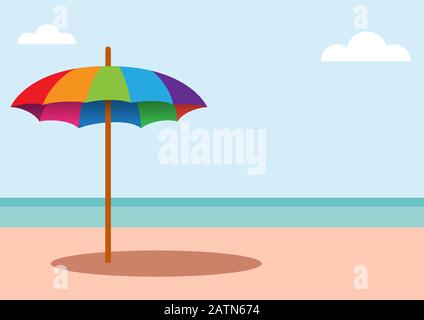 Parapluie abstrait vectoriel sur la plage, concept de fond d'été Illustration de Vecteur