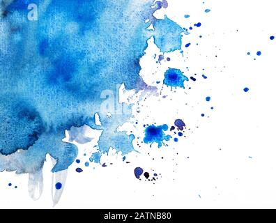 aquarelle bleue sur la texture du papier Banque D'Images