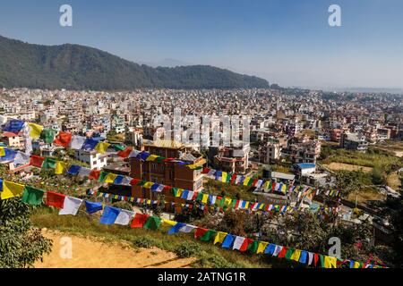 Vue panoramique sur la ville de Katmandou, Nagarjun Népal. Banque D'Images