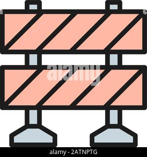 Barrière de chemin de fer, icône de ligne de couleur plate du barrage. Illustration de Vecteur