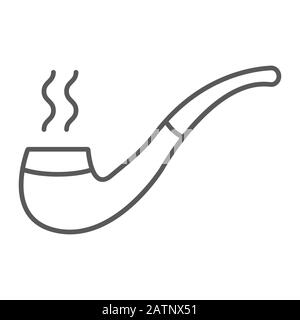 Icône fumage pipe thin line, St patrick et rétro, tabac pipe signe, graphiques vectoriels, un motif linéaire sur un fond blanc, eps 10. Illustration de Vecteur