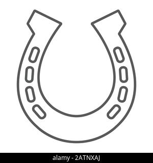 Icône en forme de ligne mince Horseshoe, panneau en fer à cheval du St patrick et de l'Ouest, graphiques vectoriels, motif linéaire sur fond blanc, eps 10. Illustration de Vecteur