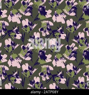 Pinceau abstrait contours Motif Sans Couture - Il s'agit d'un motif abstrait de traits de pinceau adapté aux imprimés, motifs et arrière-plans de mode Illustration de Vecteur