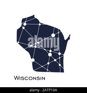 Carte de l'État du Wisconsin Illustration de Vecteur