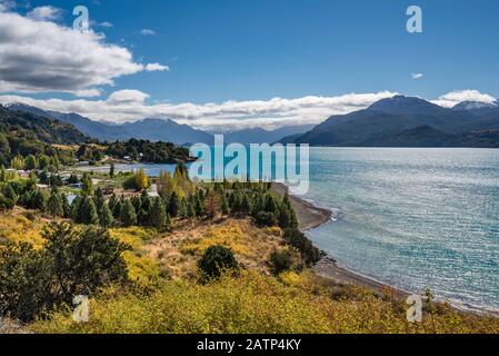 Village De Puerto Rio Tranquilo Au Lago General Carrera Près De Marble Caves, Carretera Austral Highway, Aysen Region, Patagonia, Chili Banque D'Images