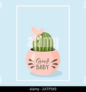 Cactus en pot de fleurs. Style scandinave. Illustration vectorielle dans un style de dessin animé dans des tons pastel doux. Illustration de Vecteur