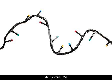 Guirlande de Noël avec ampoules isolées sur blanc Banque D'Images