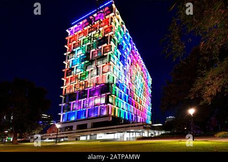 Perth, WA, Australie - 30 novembre 2017 : Conseil House - illuminé pendant Noël Banque D'Images