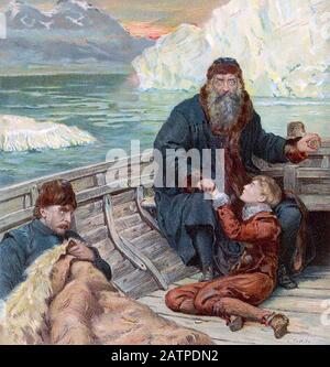 Henry HUDSON (c 1565-1611) capitaine et explorateur anglais de la mer est chahut avec son fils et sept autres dans la baie James, au Canada Banque D'Images