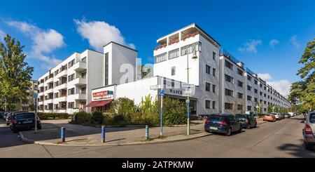 Siège social grand immeuble, Jungfernheideweg, immobilier, architecte Walter Gropius, Berliner moderne, Bauhaus, site classé au patrimoine mondial de l'UNESCO Banque D'Images