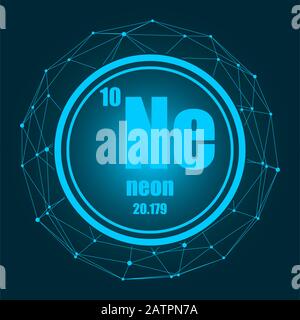 Neon élément chimique. Illustration de Vecteur