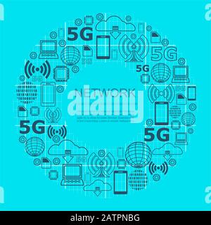 Expérience technologique 5G Illustration de Vecteur