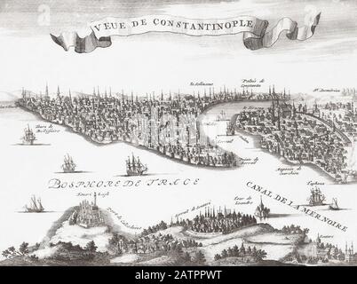 Vue de Constantinople, après une oeuvre datée de 1726. Banque D'Images