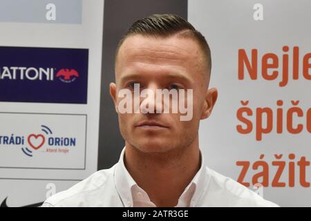 Ostrava, République Tchèque. 04 février 2020. L'athlète JAN VELEBA parle lors d'une conférence de presse sur la compétition annuelle de terrain et de piste intérieure du gala intérieur tchèque 2020, le 4 février 2020, à Ostrava, en République tchèque. Crédit: Jaroslav Ozana/Ctk Photo/Alay Live News Banque D'Images