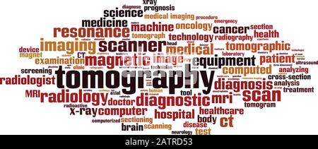 Concept de nuage de mots tomographiques. Collage de mots sur la tomographie. Illustration vectorielle Illustration de Vecteur