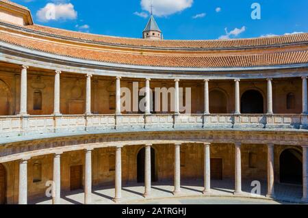 Palais Charles V, Alhambra; Grenade, Andalousie, Espagne Banque D'Images