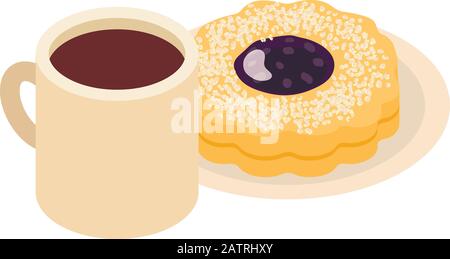 Icône heure du café, style isométrique Illustration de Vecteur