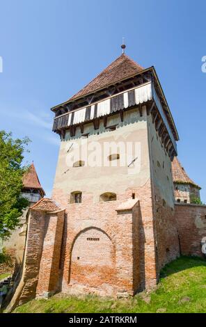 Tour, Eglise Forte Alma Vii, Xive Siècle, Alma Vii, Comté De Sibiu, Roumanie Banque D'Images