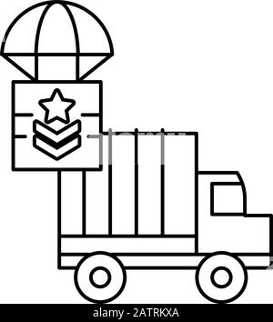 camion de force militaire avec boîte en parachute Illustration de Vecteur