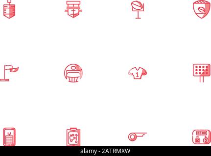 Icon set design, American football super Bowl sport hobby jeu entraînement équipement tournement et jouer thème illustration vectorielle Illustration de Vecteur