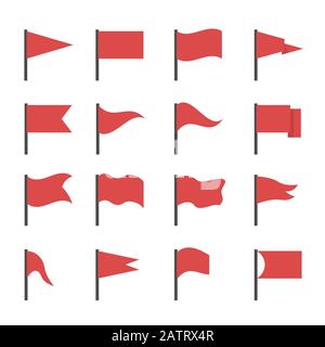 Drapeaux rouges. Symboles de drapeau rouge, symboles de début et de fin Illustration de Vecteur