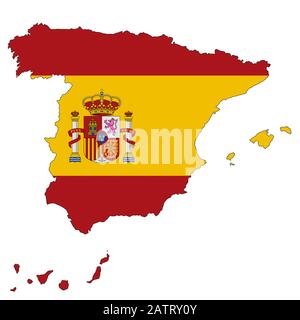 Une carte espagnole sur fond blanc avec masque Banque D'Images