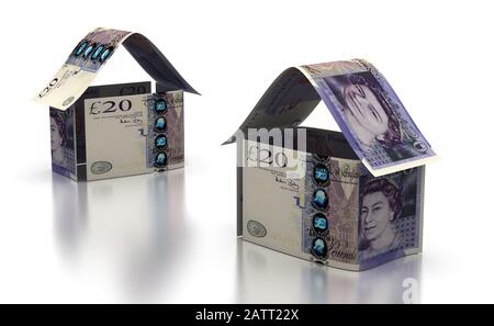 Immobilier Avec livre anglaise (isolé sur fond blanc) Banque D'Images