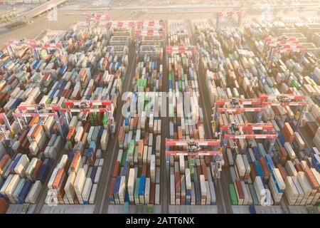 Port De Long Beach Et De Los Angeles Container Yard Banque D'Images