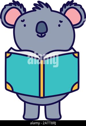 retour à l'éducation scolaire mignon koala livre de lecture connaissance illustration vectorielle Illustration de Vecteur