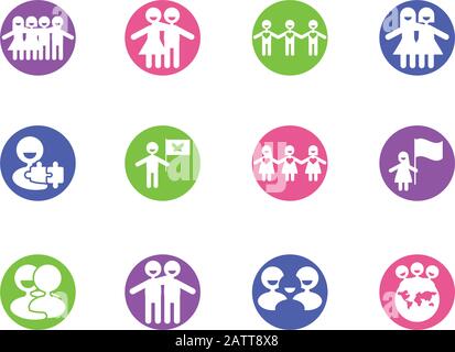 Icon set conception de Zero discrimination jour sensibilisation aide à soutenir campagne amour vie soins et solidarité thème illustration vectorielle Illustration de Vecteur