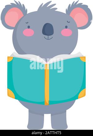 retour à l'éducation scolaire mignon koala livre de lecture connaissance illustration vectorielle Illustration de Vecteur