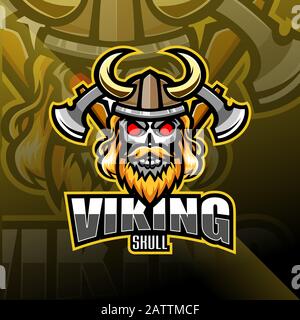 Logo de mascotte Viking head esport Illustration de Vecteur