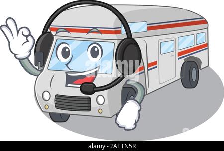 Casque style mascotte style champervan heureux Illustration de Vecteur