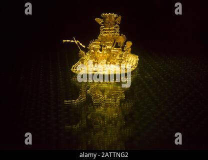 Gold El Dorado Raft, Museo Del Oro, Bogota, Colombie Banque D'Images