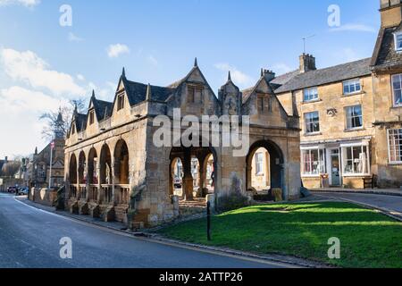 Marché Hall dans l'après-midi lumière du soleil d'hiver. Buriner Campden. Cotswolds Gloucestershire, Angleterre Banque D'Images