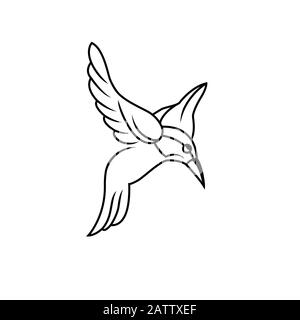 Illustration du logo de l'oiseau de la nature, logo de l'oiseau de la nature, fondation de sauvetage des animaux, logo de l'oiseau volant. Art de ligne icône de l'oiseau, signe de l'oiseau animal, symbole d'oiseau gratuit, V Illustration de Vecteur