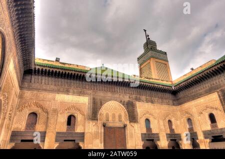 Madrasah Bou Inania, Fez, Maroc Banque D'Images