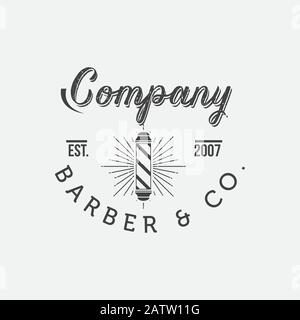 Logo du barbershop et illustration de l'étiquette et du badge vintage du barbier Illustration de Vecteur