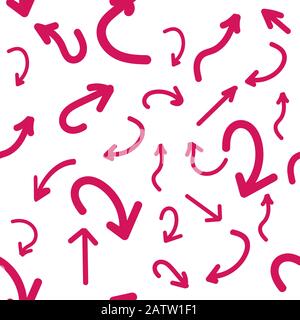 Ensemble d'icônes vectorielles roses à flèche dessinée à la main. Répétition transparente Illustration de Vecteur