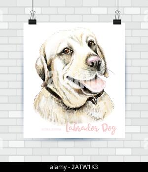 Portrait vectoriel du chien dessiné à la main chien Labrador Retriever. Illustration de Vecteur