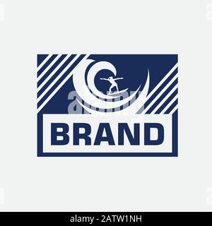 Surf sportif d'été, illustration de l'insigne de planche de surf de sport Illustration de Vecteur