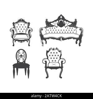 Concept canapé vintage et web design. Icône confortable de glyphe de canapé. Symbole, illustration du logo. Pixels graphiques vectoriels parfaits Illustration de Vecteur