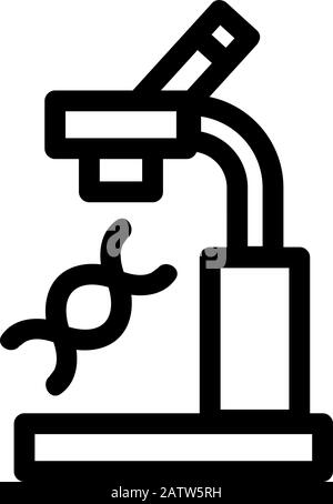 vecteur d'icône de microscope adn. Illustration du symbole de contour isolé Illustration de Vecteur