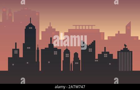 Arrière-plan d'une ville avec ambiance de soirée Illustration de Vecteur