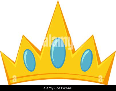 Tiara dorée de dessin animé. Des fêtes médiévales. Illustration vectorielle de thème de conte de fées pour icône, timbre, étiquette, certificat, carte cadeau, invitation, coupon Illustration de Vecteur