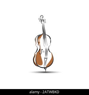 Vecteur de violoncelle avec dessin d'art d'une ligne. Illustration de Vecteur