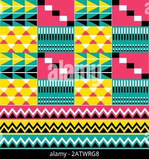 Tissus tribaux africains Design inspiré, Kente nwentoma textiles style vectoriel modèle sans couture, répétition géométrique inspiré par le Ghana traditio Illustration de Vecteur